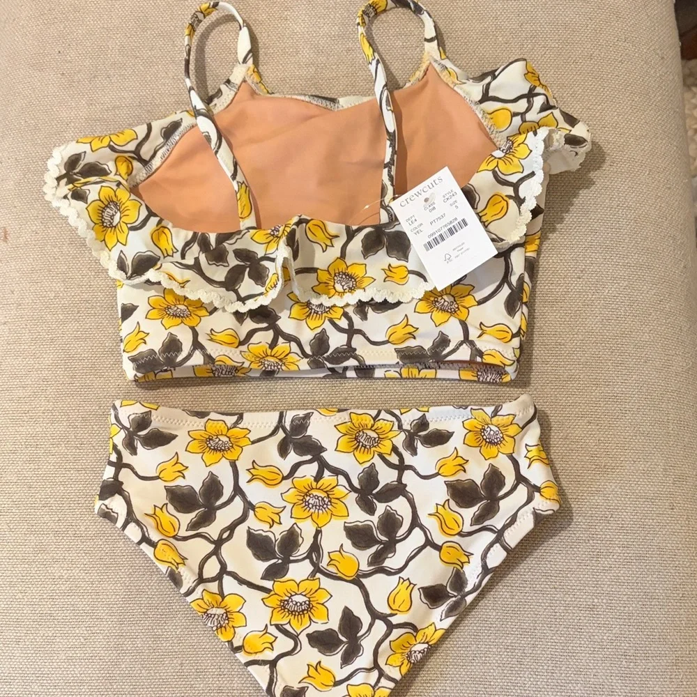 J. Crew Yellow Floral Girls' Rickrack Two-Piece Swimsuit/VARIOUS - Picture 6 of 12